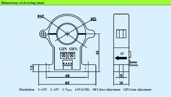 AC / DC Split Core Hall Current Sensor Plate Type Mounting CE Approved CS200EK1