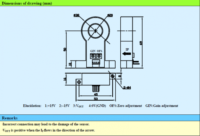 Professional Hall Current Transducer , Open Loop 100A Current Sensor