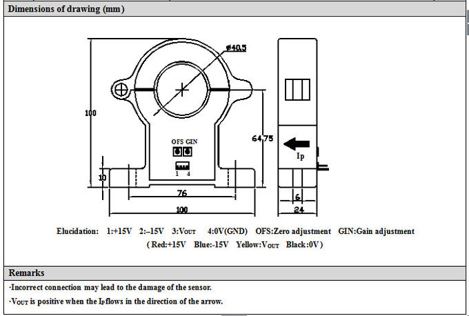 Hole 40.5mm Split Core Current Transducer , Open Loop Hall Effect Sensor