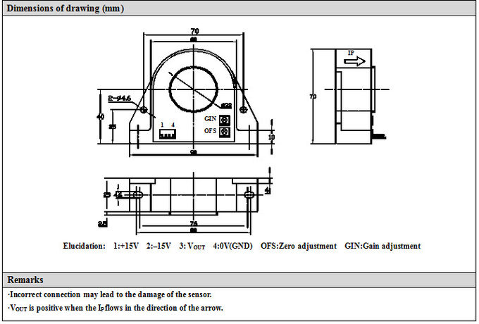 Diameter 32 Mm Open Loop Hall Effect Sensor CS1000S CE Rohs ISO9001 Approved